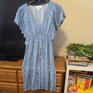 Carly Jean Los Angeles Blue Floral Midi Dress